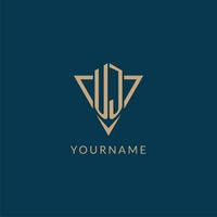 UJ logo initials triangle shape style, creative logo design vector