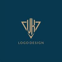 VK logo initials triangle shape style, creative logo design vector
