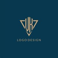 VK logo initials triangle shape style, creative logo design vector