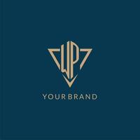 WP logo initials triangle shape style, creative logo design vector