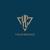 YC logo initials triangle shape style, creative logo design vector