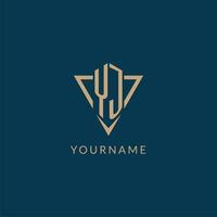 YJ logo initials triangle shape style, creative logo design vector