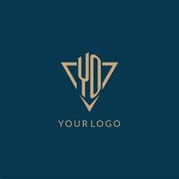 YO logo initials triangle shape style, creative logo design vector