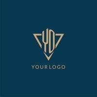 YO logo initials triangle shape style, creative logo design vector