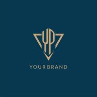 YP logo initials triangle shape style, creative logo design vector