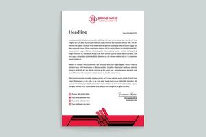 Red and black color letterhead design vector