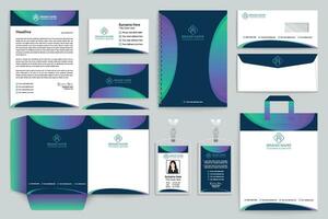 Gradient color  stationery template vector