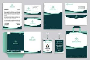 Corporate  green color stationery design vector