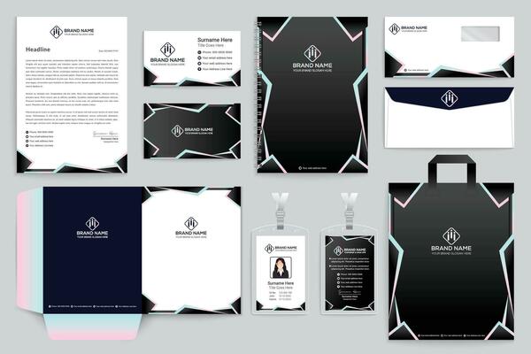 Black shape stationery design