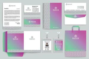 Gradient color  stationery template vector