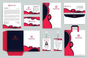 Corporate red and black color stationery design vector