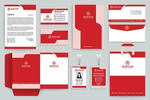 Red color stationery design vector