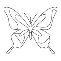 continuo uno línea dibujo de mariposa pájaro vector ilustración diseño