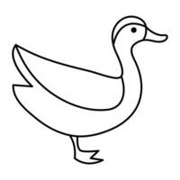 continuous single line drawing of duck water bird vector art illustration