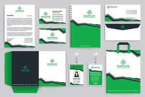 Corporate  green color stationery design vector