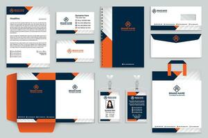 orange and Black shape stationery design vector