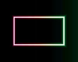 Neon light in the shape of a rectangle. Vector illustration.