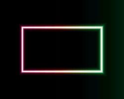 Neon light in the shape of a rectangle. Vector illustration.