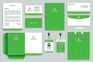 Corporate   green color stationery design vector