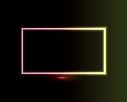 Neon light in the shape of a rectangle. Vector illustration.