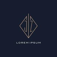 Monogram JZ logo with diamond rhombus style, Luxury modern logo design vector