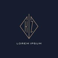 Monogram KZ logo with diamond rhombus style, Luxury modern logo design vector