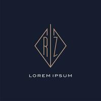 Monogram RZ logo with diamond rhombus style, Luxury modern logo design vector