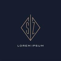 Monogram SZ logo with diamond rhombus style, Luxury modern logo design vector