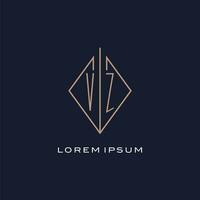 Monogram VZ logo with diamond rhombus style, Luxury modern logo design vector