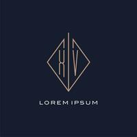 Monogram XV logo with diamond rhombus style, Luxury modern logo design vector