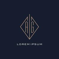 Monogram AG logo with diamond rhombus style, Luxury modern logo design vector