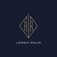 Monogram AR logo with diamond rhombus style, Luxury modern logo design vector
