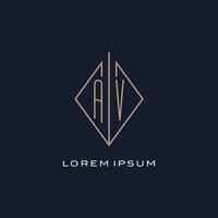 Monogram AV logo with diamond rhombus style, Luxury modern logo design vector