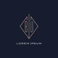 Monogram BU logo with diamond rhombus style, Luxury modern logo design vector