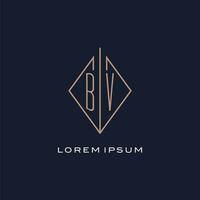 Monogram BV logo with diamond rhombus style, Luxury modern logo design vector