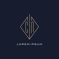 Monogram CN logo with diamond rhombus style, Luxury modern logo design vector