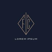 monograma fc logo con diamante rombo estilo, lujo moderno logo diseño vector