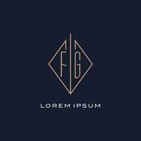 Monogram FG logo with diamond rhombus style, Luxury modern logo design vector