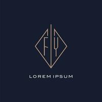 Monogram FY logo with diamond rhombus style, Luxury modern logo design vector