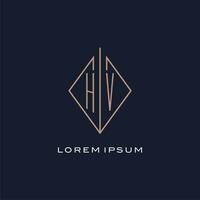 Monogram HV logo with diamond rhombus style, Luxury modern logo design vector