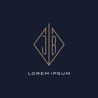 Monogram JB logo with diamond rhombus style, Luxury modern logo design vector