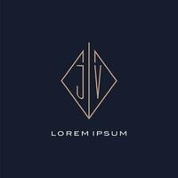 Monogram JV logo with diamond rhombus style, Luxury modern logo design vector