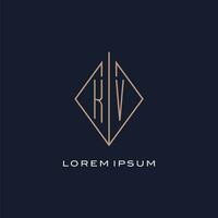 Monogram KV logo with diamond rhombus style, Luxury modern logo design vector