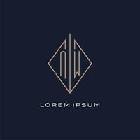 Monogram NW logo with diamond rhombus style, Luxury modern logo design vector