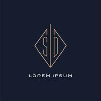 Monogram SD logo with diamond rhombus style, Luxury modern logo design vector