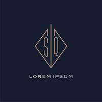 Monogram SQ logo with diamond rhombus style, Luxury modern logo design vector