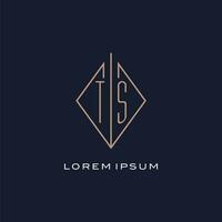 Monogram TS logo with diamond rhombus style, Luxury modern logo design vector