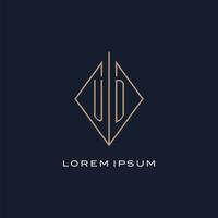 Monogram UD logo with diamond rhombus style, Luxury modern logo design vector