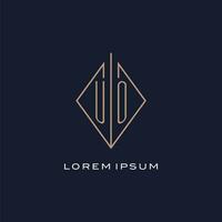 Monogram UO logo with diamond rhombus style, Luxury modern logo design vector