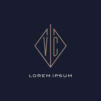 Monogram VC logo with diamond rhombus style, Luxury modern logo design vector